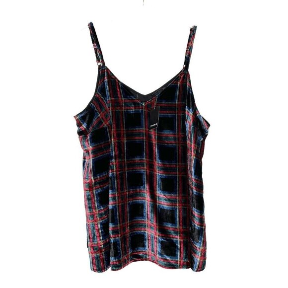 NEW Torrid Velvet Cami Tank Top Womens Size 2X Plaid - Picture 1 of 10